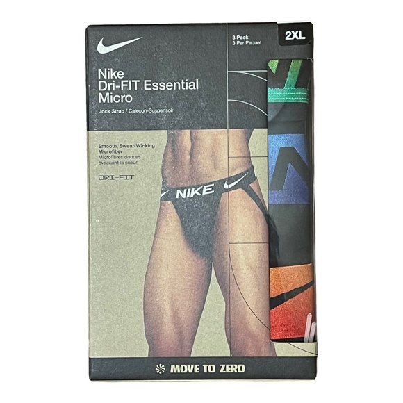 Nike Dri-Fit Essential Micro Jock Strap 3-pack Multicolor Size XXL - Picture 3 of 5
